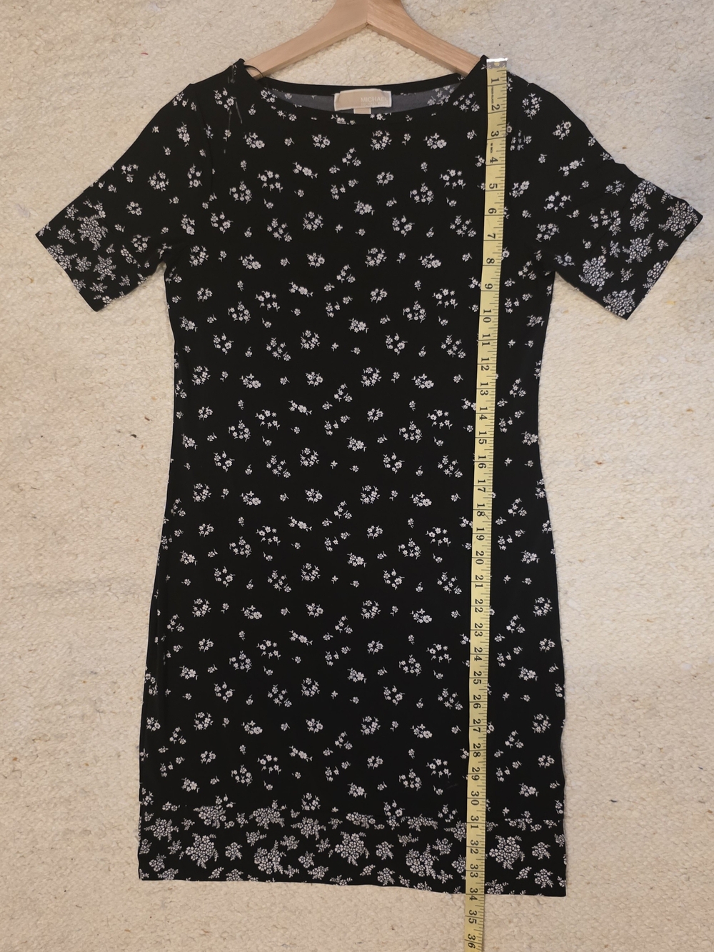 Michael Kors Black Floral Mini Dress short Sleeve Old Money Classic Feminine - Picture 7 of 8